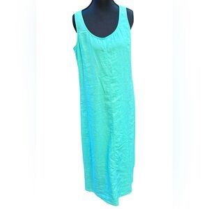 J.Jill Pure Jill 100% Linen Dress Aqua Turquoise MP M | Coastal Fall Maxi